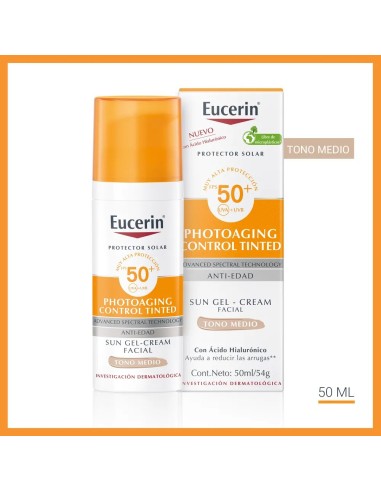 Protector Solar Facial Antiedad  Sun Photoaging Control Con Color Medio Fps 50+ 50ml|Eucerin